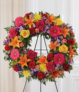 Funeral Wreath With Bright Colors