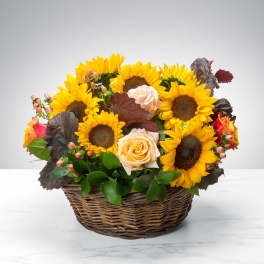 Bloom Basket With Sunflowers