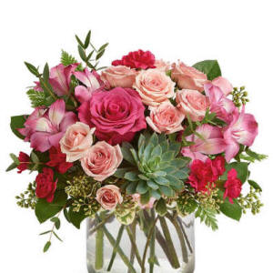 Pink Rose Succulent Garden For Delivery To Pasadena