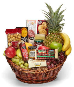 Fruit, cheese and meat delivered by local florist