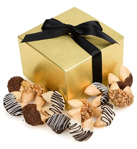Dozen Chocolate Dipped Fortune Cookies with Themed Messages $19.95