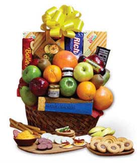 Fruit, Snacks & Gourmet Food Gift Basket