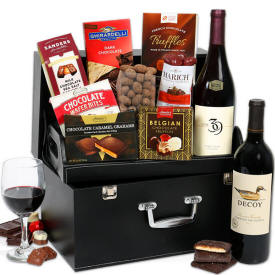 Red Wine and Chocolate Gift Basket For Valentines Day Irvington Delivery