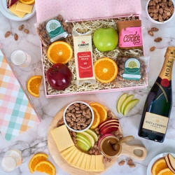 mothers day gift basket with champagne