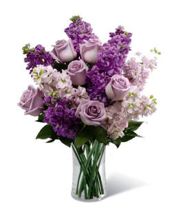 Purple roses and stock bouquet for flower delivery in San Francisco