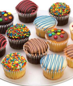 Chocolate Dipped Birthday Cupcakes