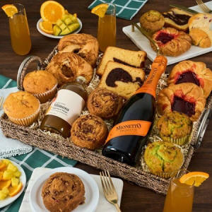 Champagne breakfast Valentine’s Day gift basket