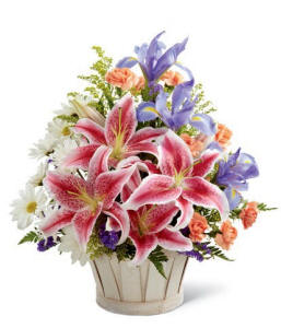 From the heart sympathy flowers in a basket