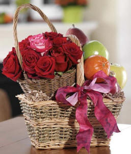 Fruit & Flowers Gift Basket