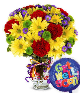 Get Well Flowers With Balloon