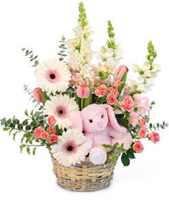 A flower bouquet for a new baby girl or boy