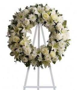 Serenity wreath standing funeral spray