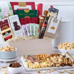 Premium snack gift basket with sweet and savory treats