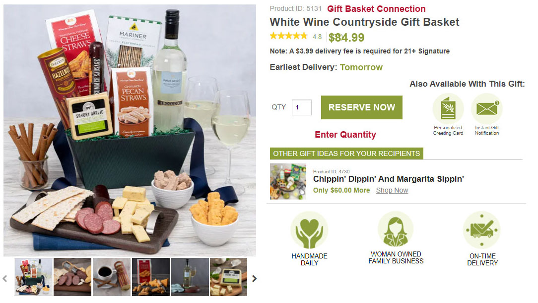 White Wine Countryside Gift Basket 84.99
